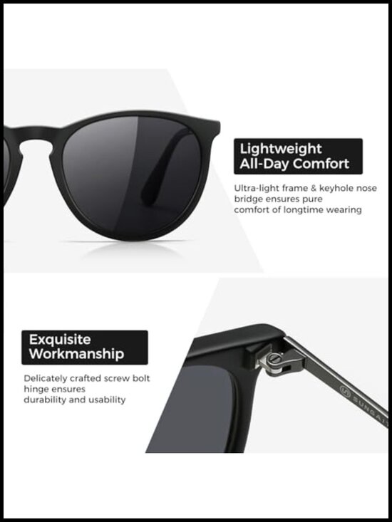 Premium Vintage Round Sunglasses, Polarized UV400 Protection, Lightweight TR90 main image 4
